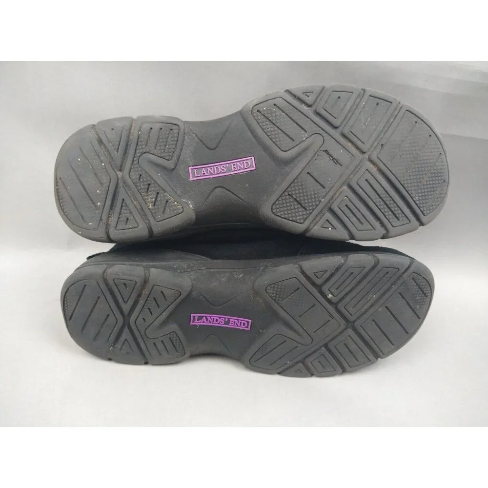 Lands’‎ End Women’s 10 Black Suede All Weather Zip Shoes Oxfords